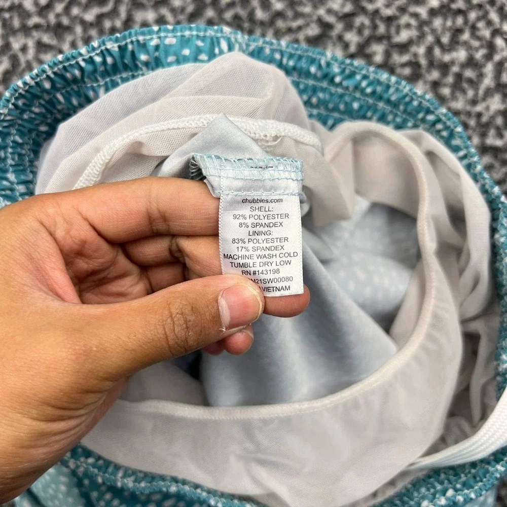 Chubbies Shorts Men Medium Blue Teal Swim Trunks Drawstring M